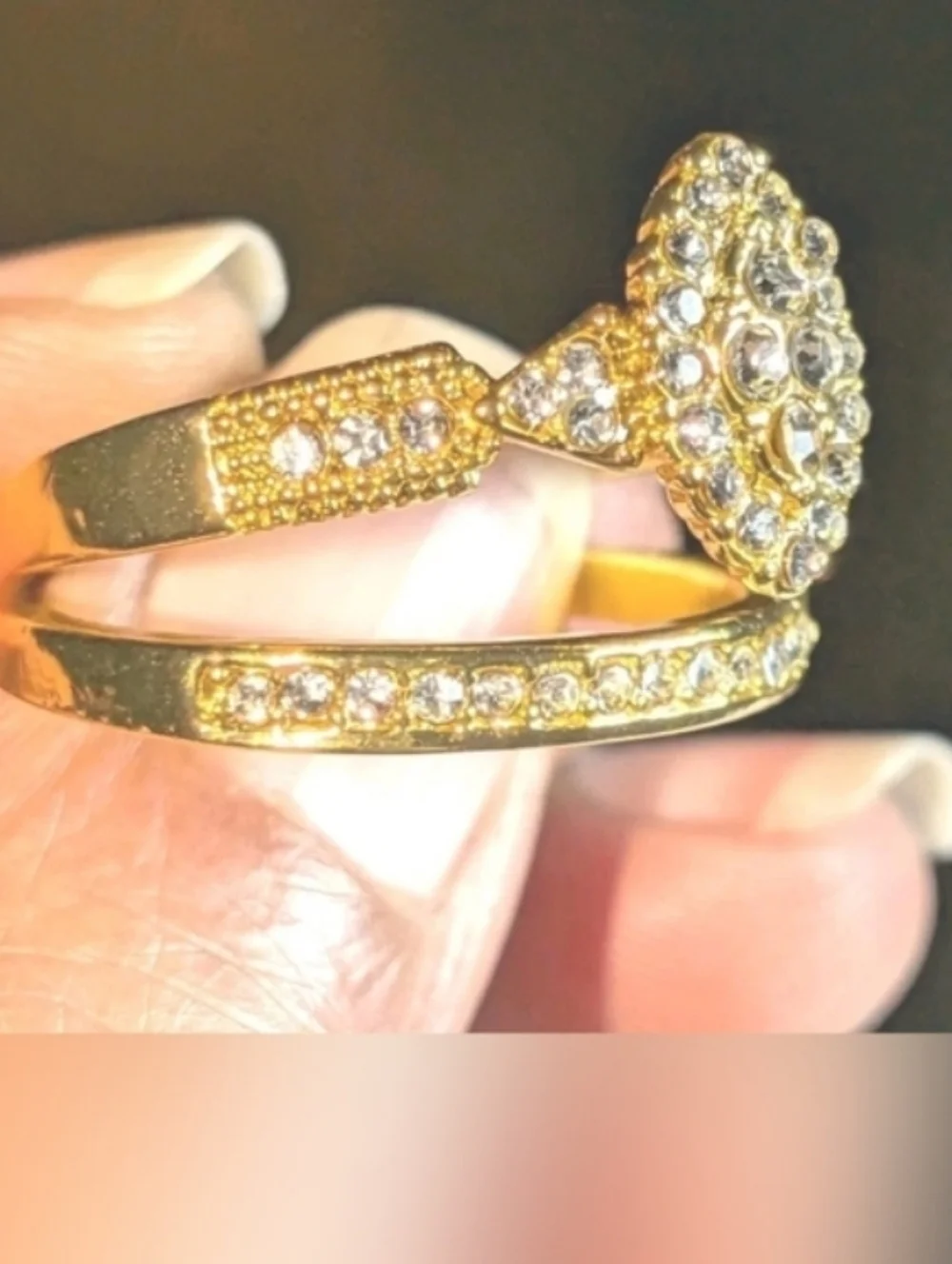 2ct Two Piece Lab Created Engagement Bridal Ring Set 14k Yellow Gold Plated Sz10
